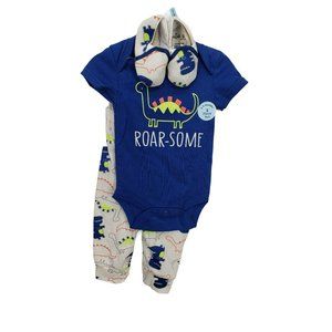 Cutie Pie 0-3 months Roar-Some Dinosaur boys 3 piece outfit bundle shoes‎ pants